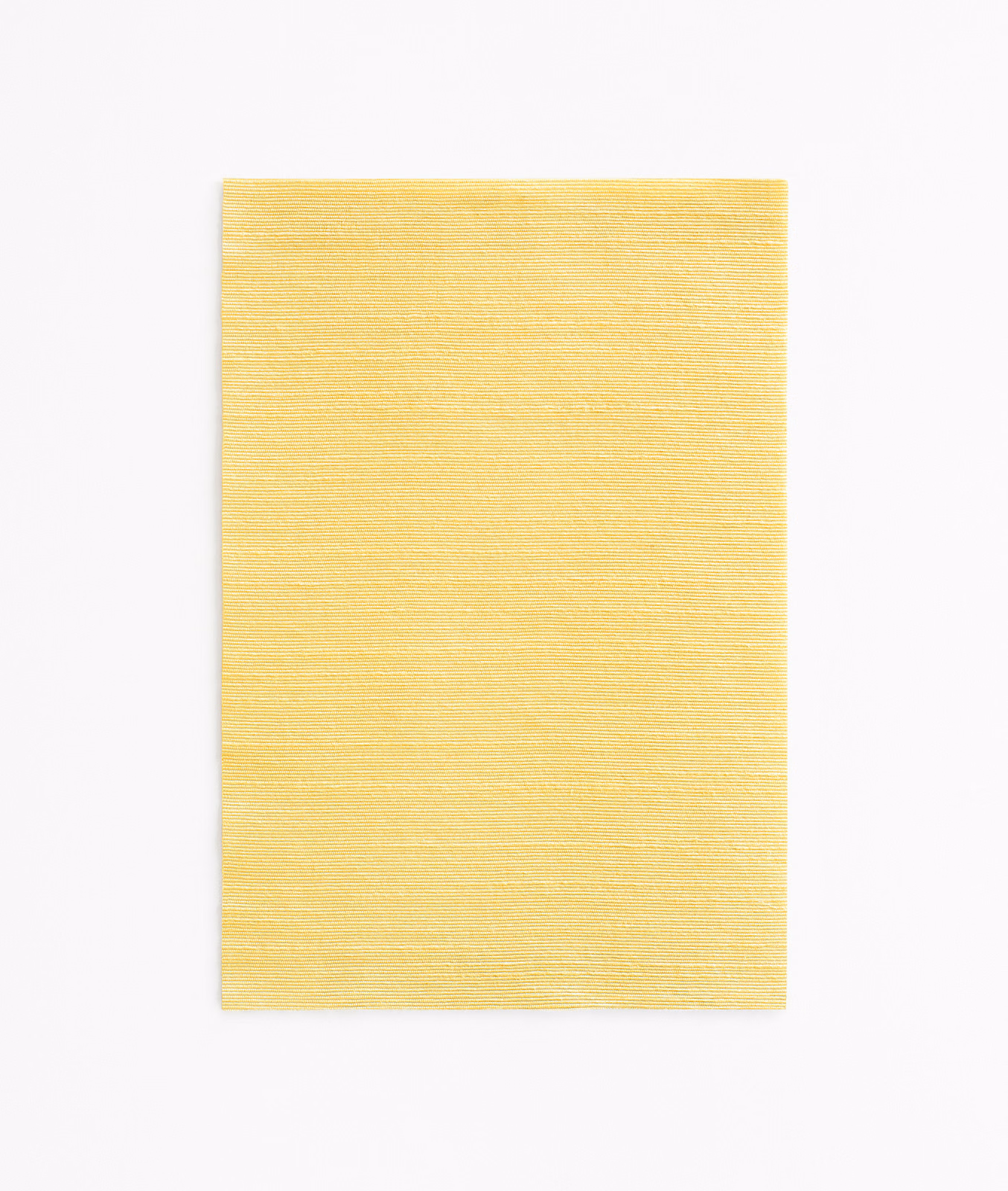 Pale canary-yellow fabric swatch with fine horizontal slub lines and soft texture