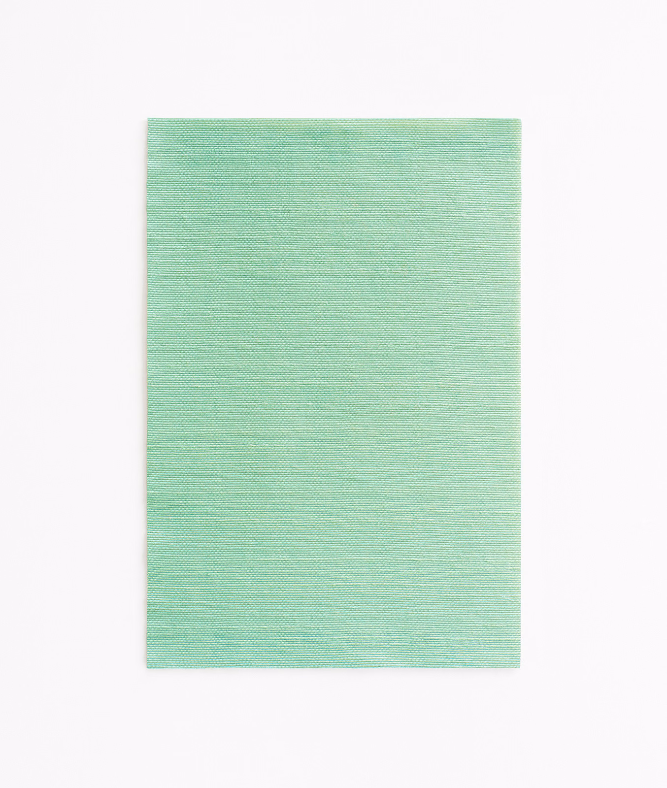 Pale celadon-green textile swatch with fine horizontal slub lines and subtle sheen