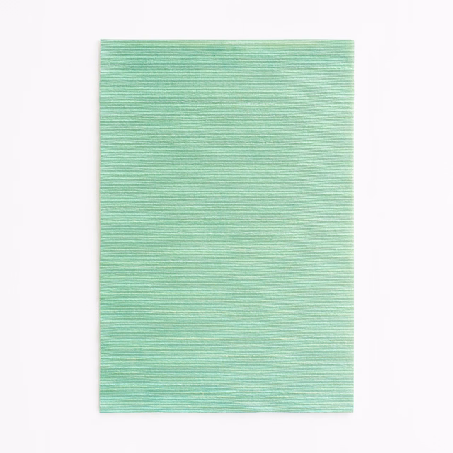 Pale celadon-green textile swatch with fine horizontal slub lines and subtle sheen