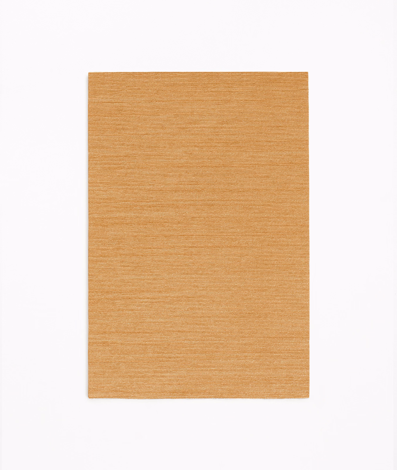 Warm terracotta woven swatch with fine horizontal striations and a softly textured surface