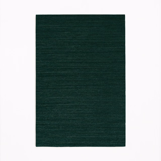 Deep forest green fabric swatch with fine horizontal woven striations