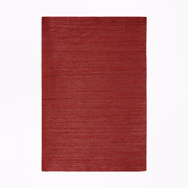 Deep garnet red fabric swatch with fine horizontal slub texture