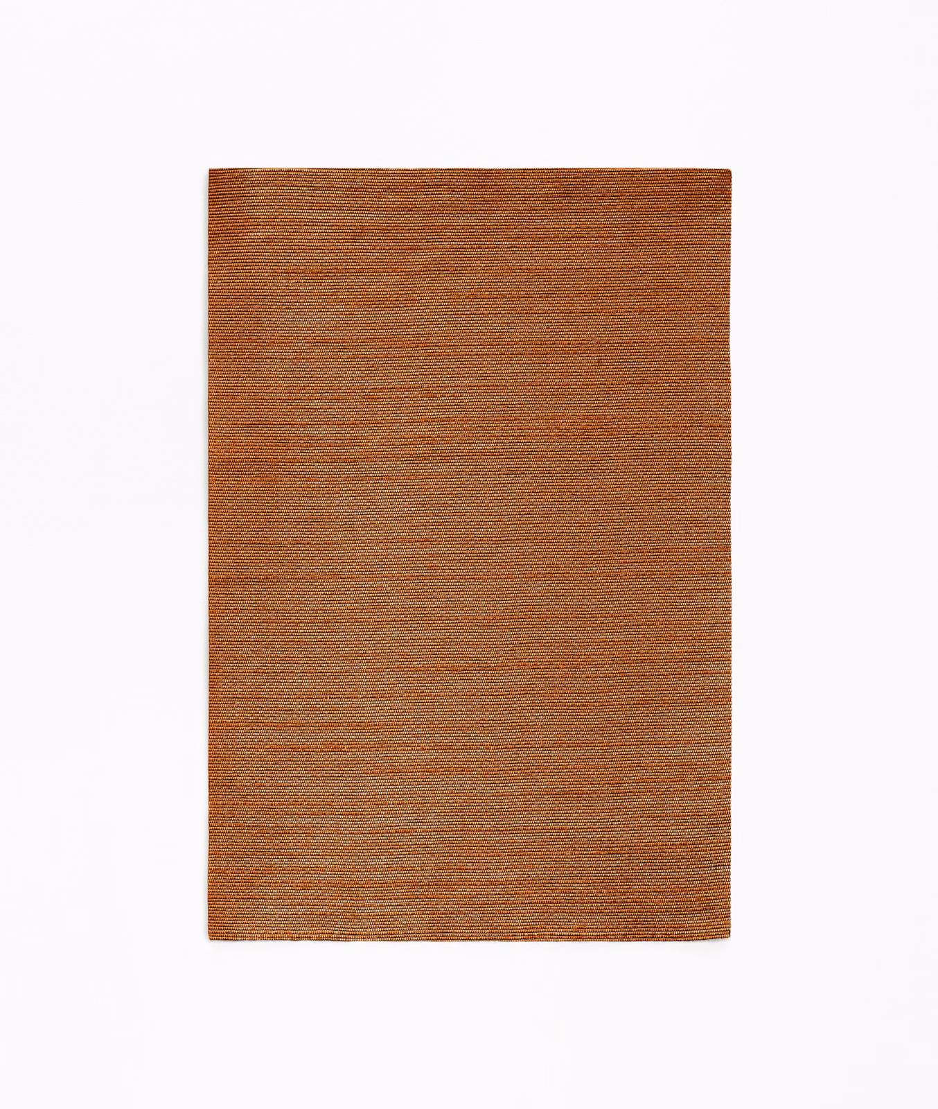 Warm copper-orange woven swatch with fine horizontal striations and subtle tonal variation