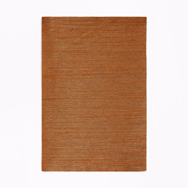 Warm copper-orange woven swatch with fine horizontal striations and subtle tonal variation