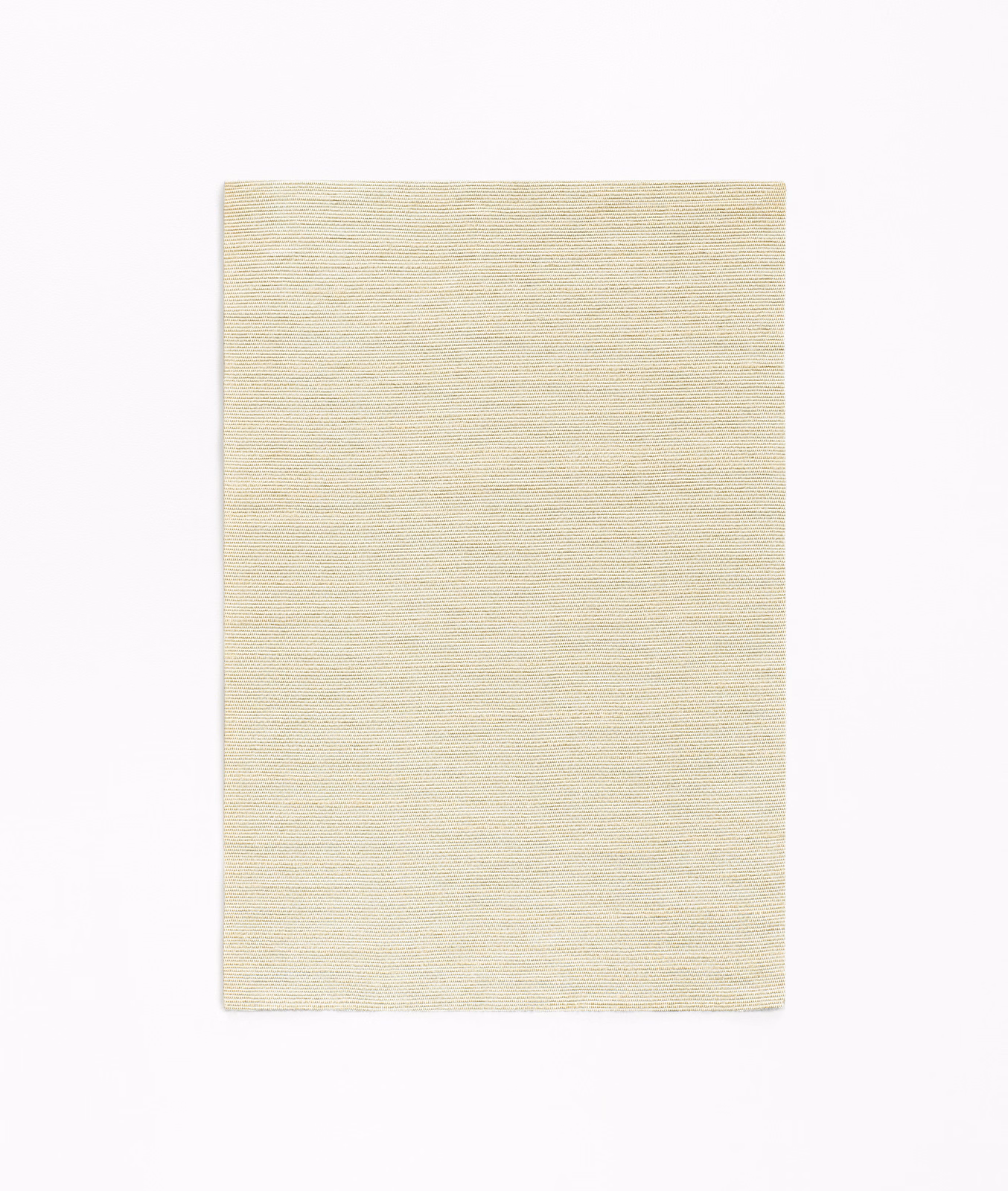Pale ivory woven fabric swatch with fine horizontal striated texture