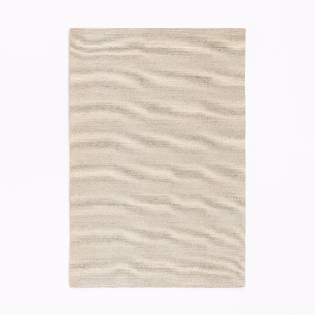 Warm sandy beige swatch showing a fine, subtly horizontal woven texture
