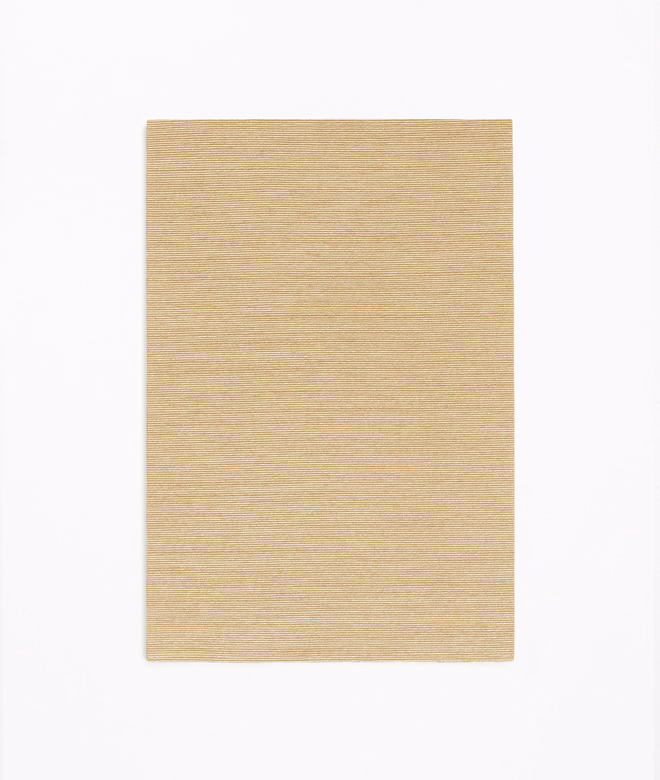 Warm sesame-beige woven swatch with fine horizontal tonal striations