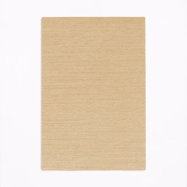 Warm sesame-beige woven swatch with fine horizontal tonal striations