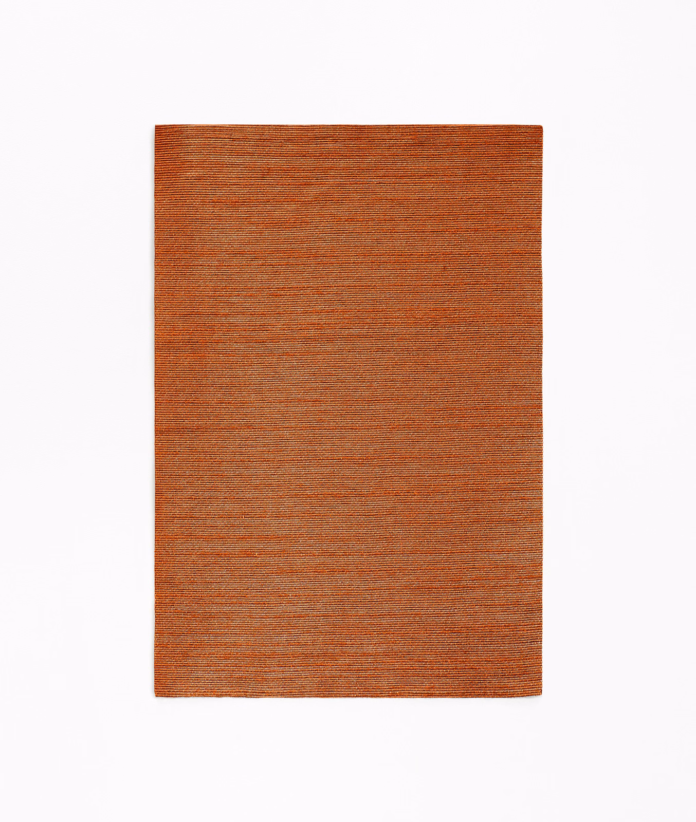 Burnt terracotta woven swatch with fine horizontal striations and subtle tonal depth