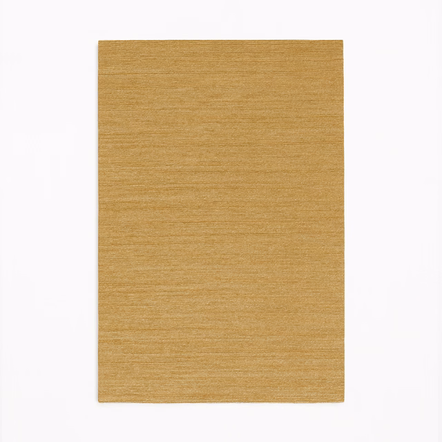 Warm ochre-gold woven swatch with fine horizontal slub texture
