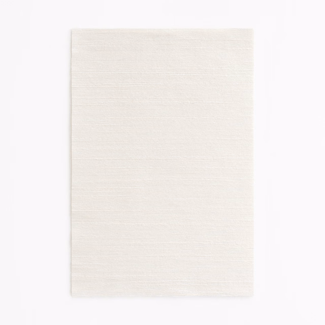 Warm white woven swatch with fine horizontal slub texture and subtle ivory shading