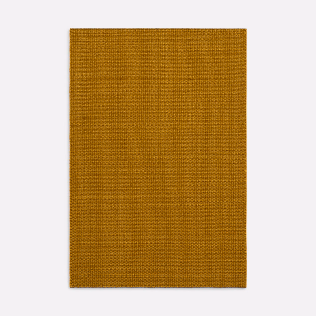 Deep mustard ochre plain-weave textile with fine horizontal crosshatch texture