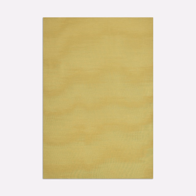 Muted citron-gold textile swatch with fine horizontal striations and soft luminous variation