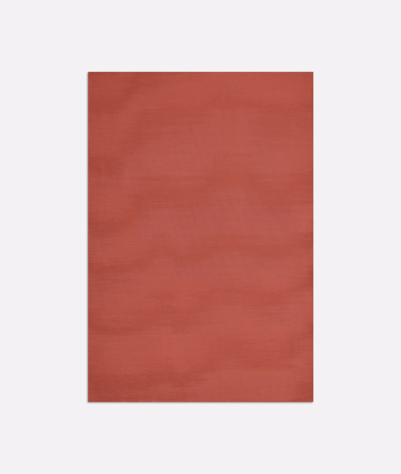Muted coral-red woven fabric with fine horizontal texture and softly shaded surface