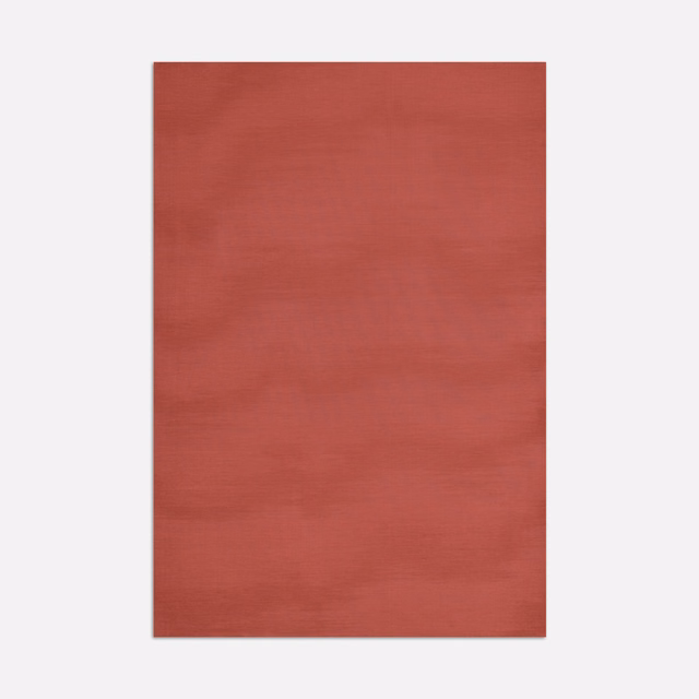 Muted coral-red woven fabric with fine horizontal texture and softly shaded surface