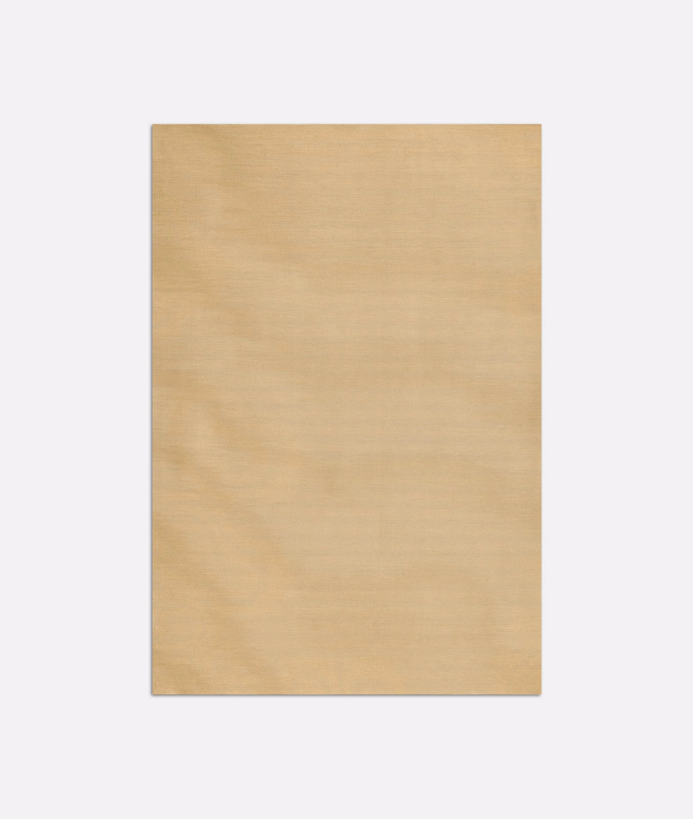 Warm sandy beige fabric swatch with subtle horizontal tonal striations and a soft sheen