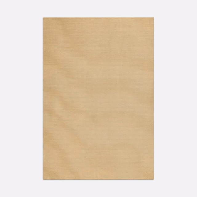 Warm sandy beige fabric swatch with subtle horizontal tonal striations and a soft sheen