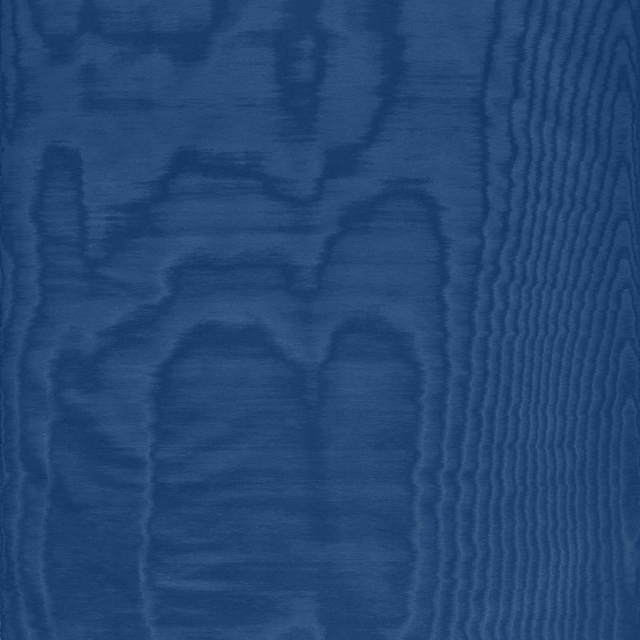 Deep Prussian blue fabric with irregular moiré bands and fine vertical ripples