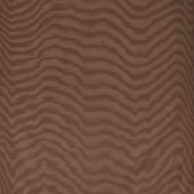 Warm cuoio-brown textile with dark, rippling moiré waves and soft sheen