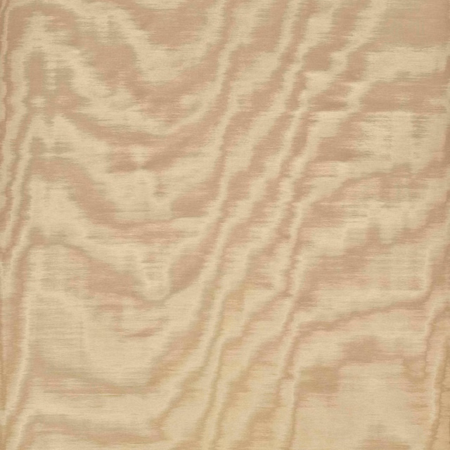 Warm dorato beige textile with blush-pink flowing moiré lines and a soft sheen