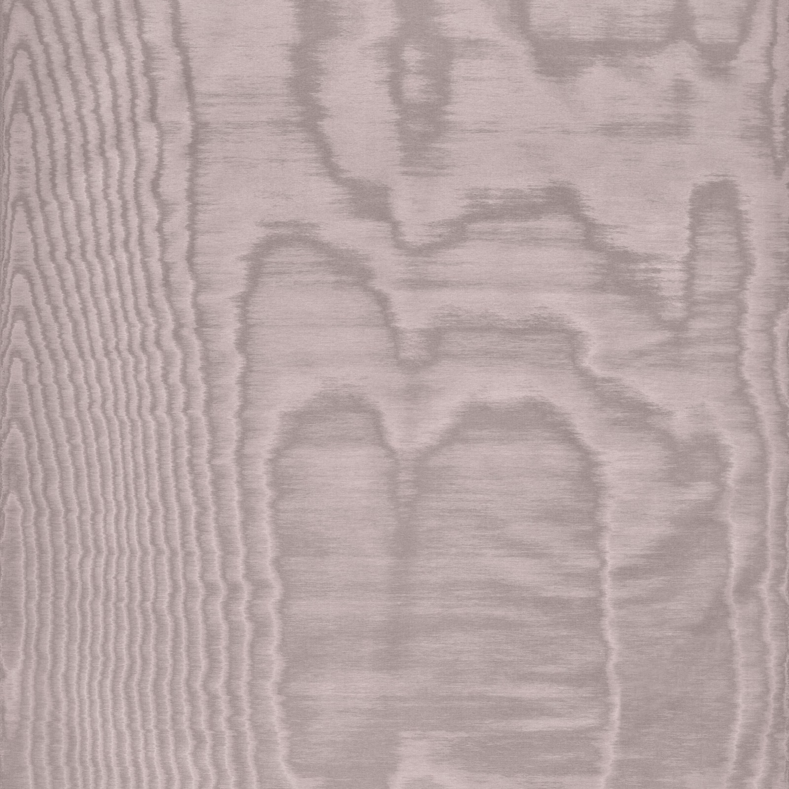 Dusty mauve-grey moiré textile with broad watery ripples and fine horizontal texture