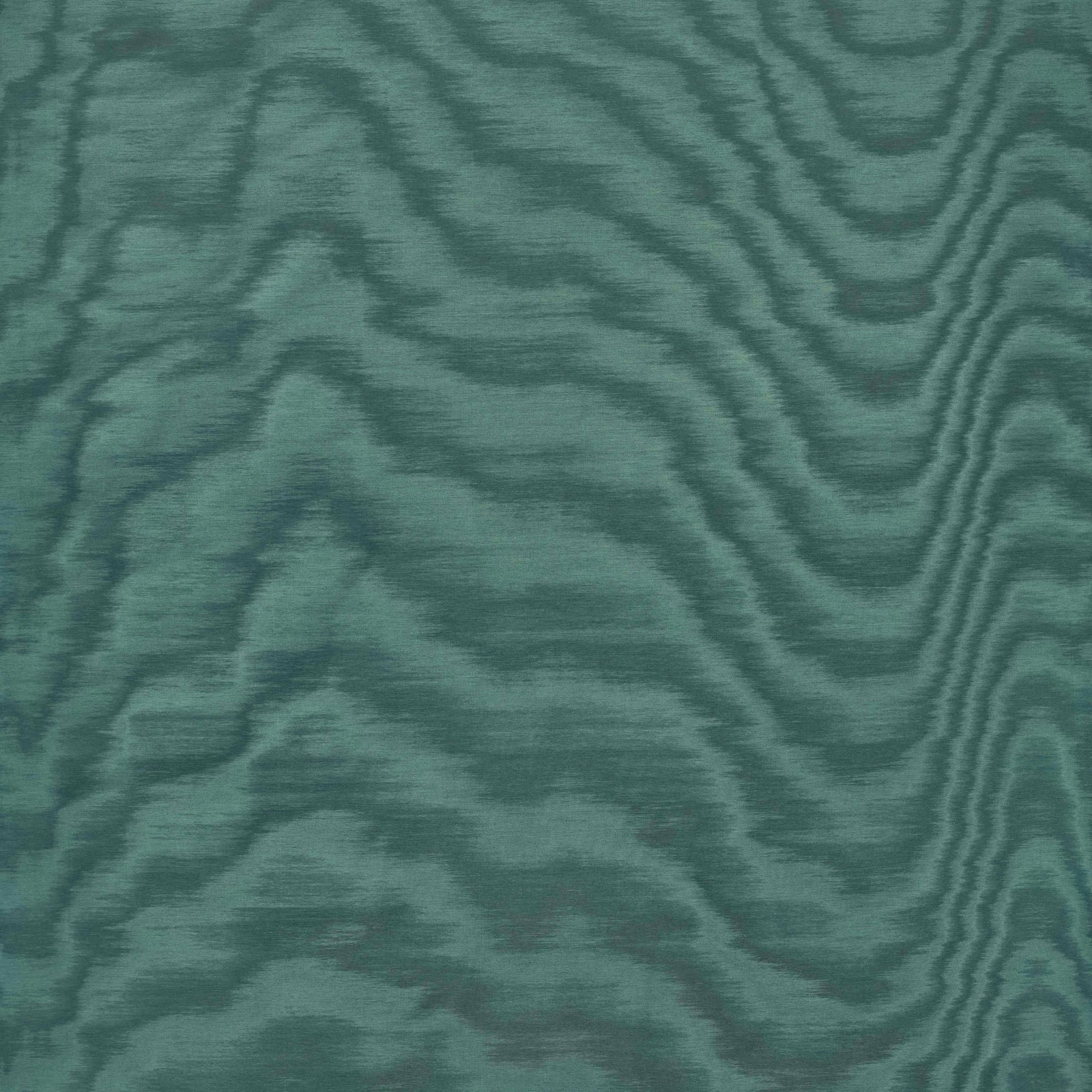 Deep teal-green textile with softly lustrous, irregular woodgrain bands