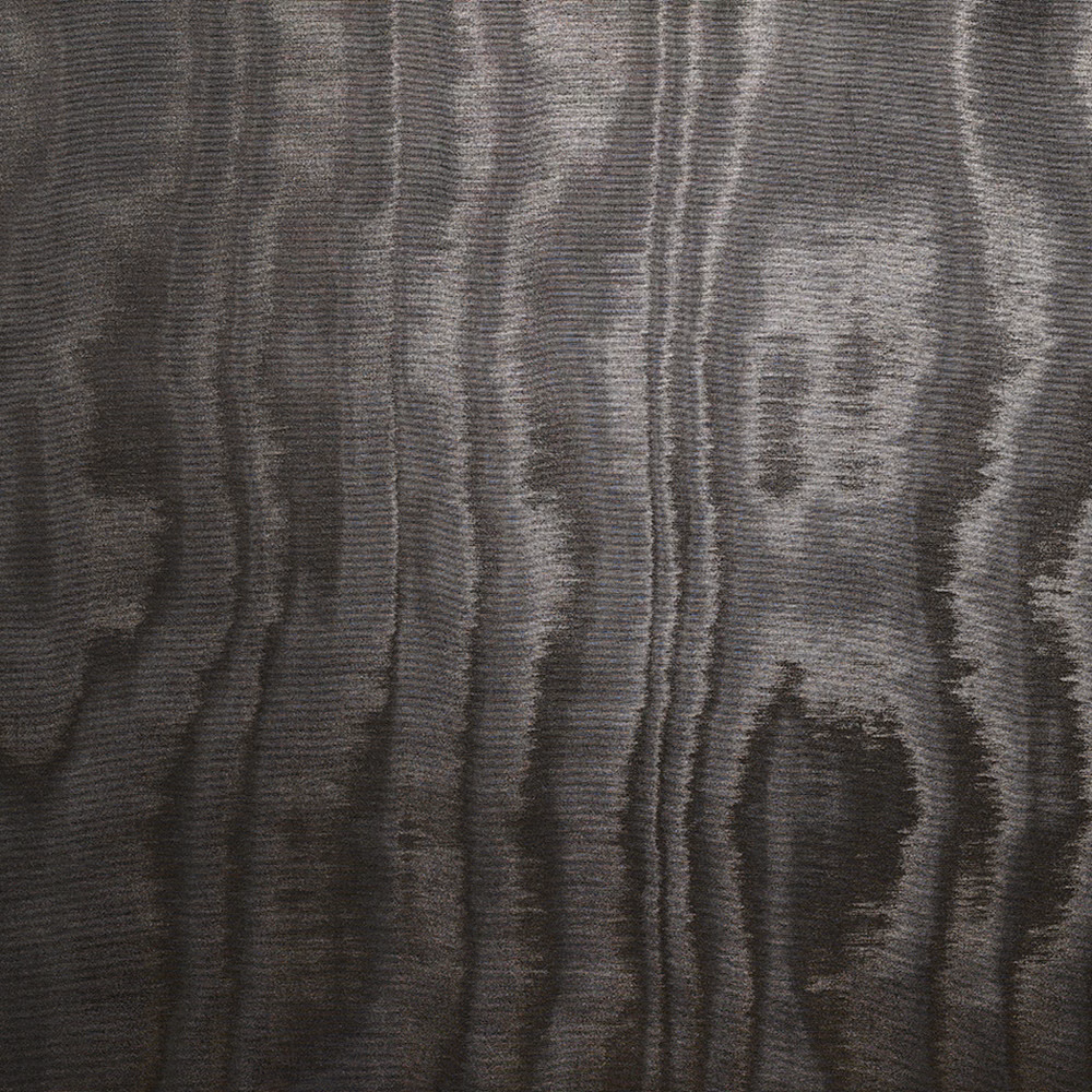 Charcoal-black textile with silver-grey vertical moiré waves and fine ribbed texture