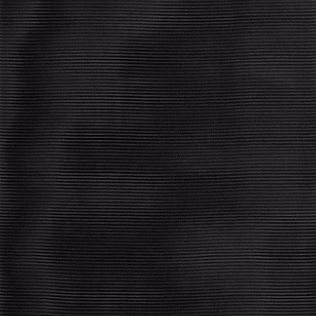 Near-black fabric with fine horizontal ribbing and subtle charcoal shadow bands