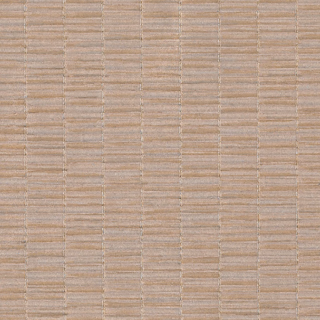 Warm mushroom beige woven fabric with fine vertical lines and irregular horizontal bands