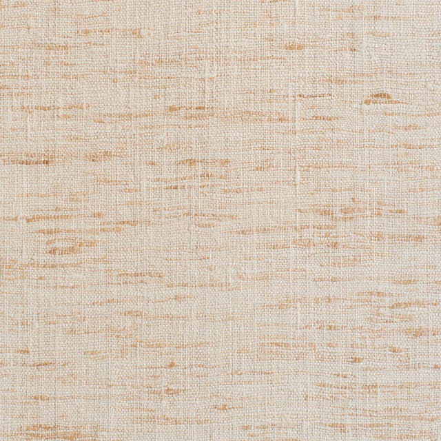 Warm ivory woven textile with fine slubs and broken beige horizontal striations