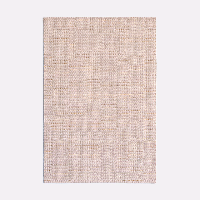 Pale blush-mauve woven swatch with subtle rectangular blocks and compact basket texture