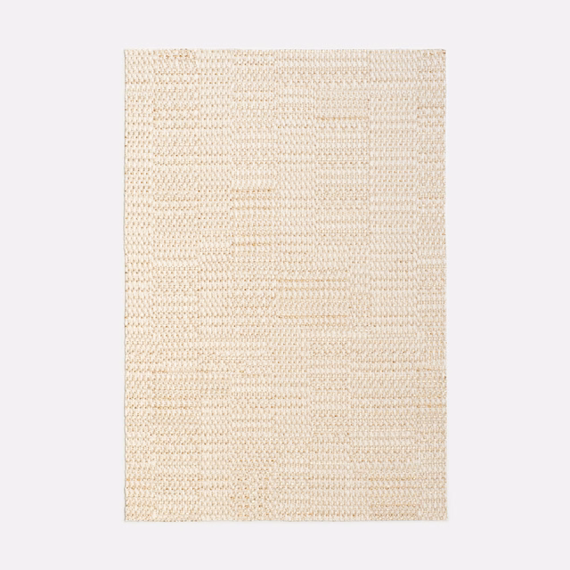 Soft ivory cream Dilmun Diamante fabric with subtle woven diamond texture