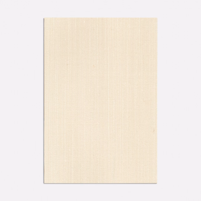 Pale ivory fabric swatch with fine vertical striation and softly textured woven surface