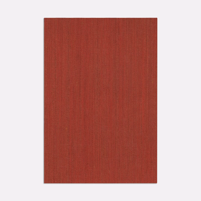 Deep carminio red woven swatch with fine vertical striations and tonal depth