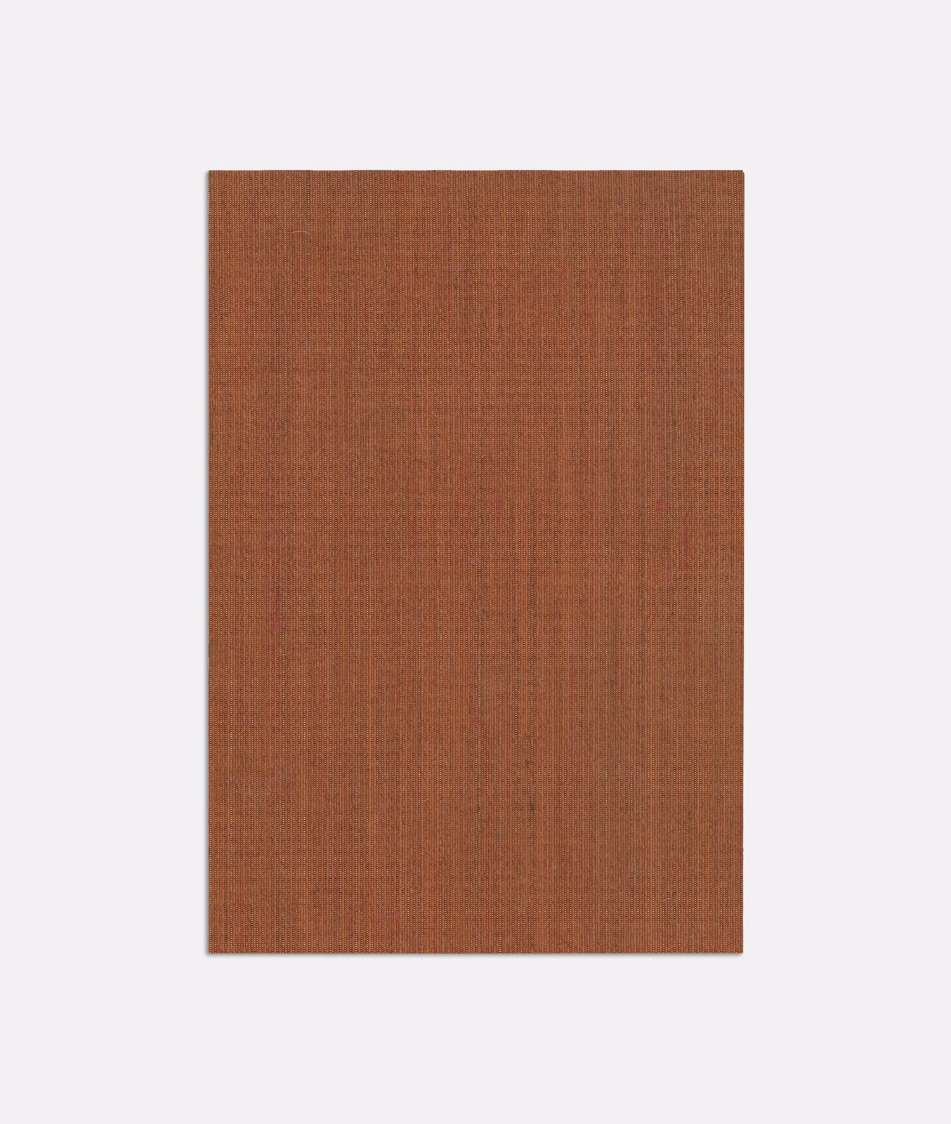 Burnished terracotta brown textile with fine, closely spaced vertical ribbing