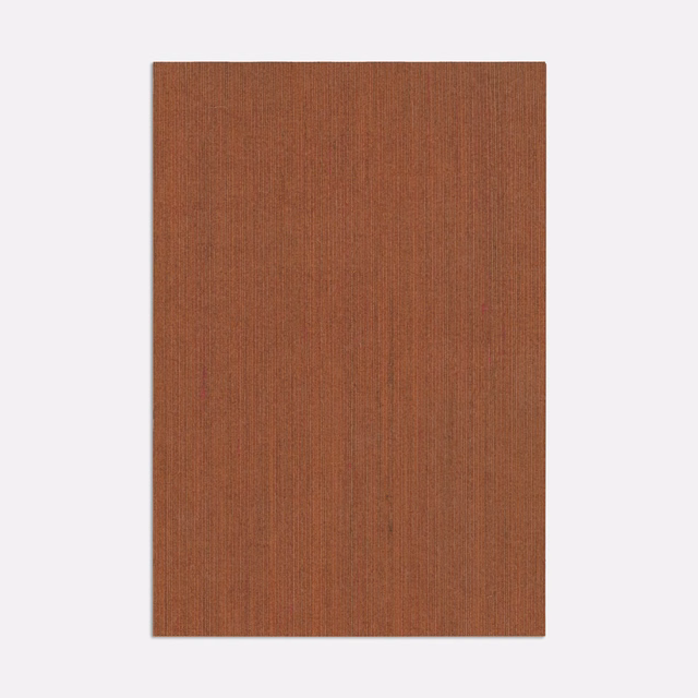 Burnished terracotta brown textile with fine, closely spaced vertical ribbing
