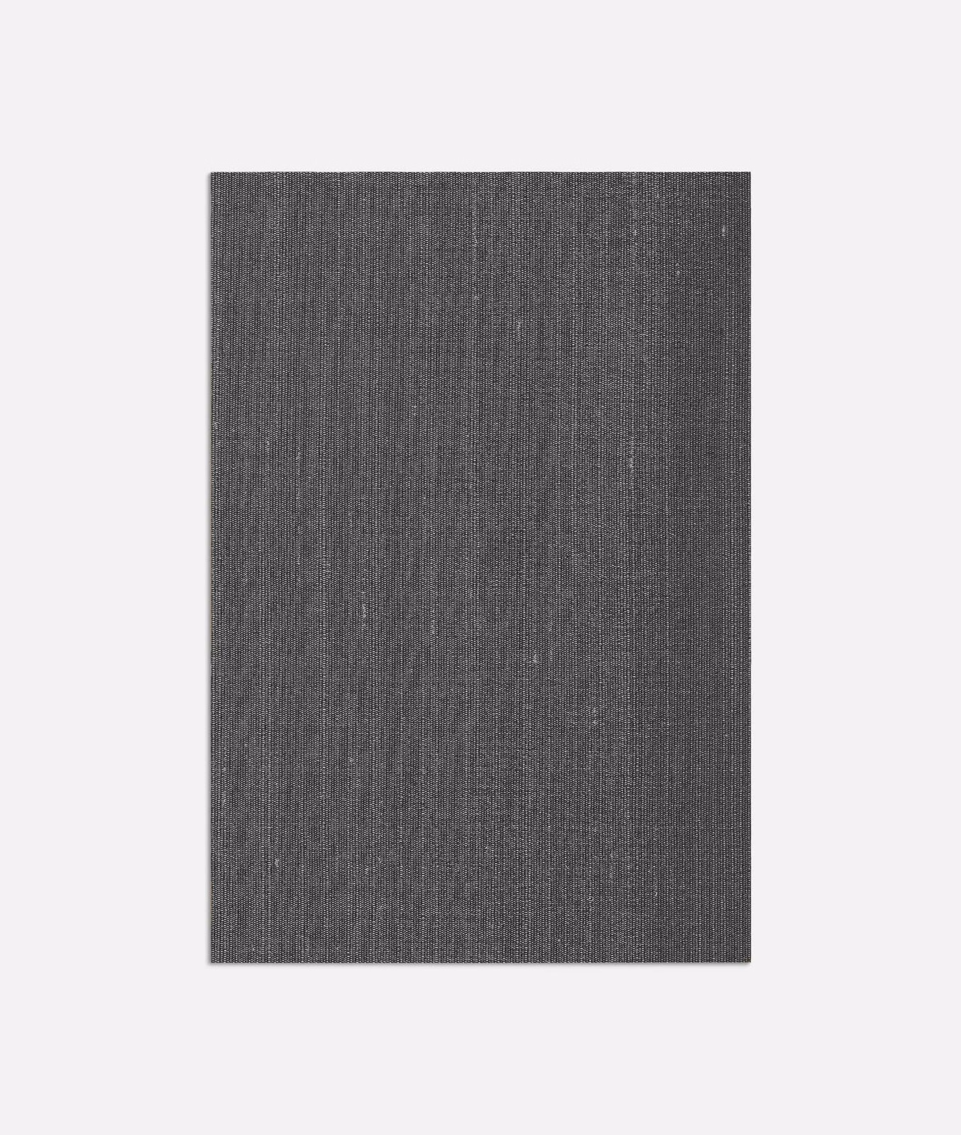 Deep charcoal woven swatch with fine vertical striations and subtle silvery glints