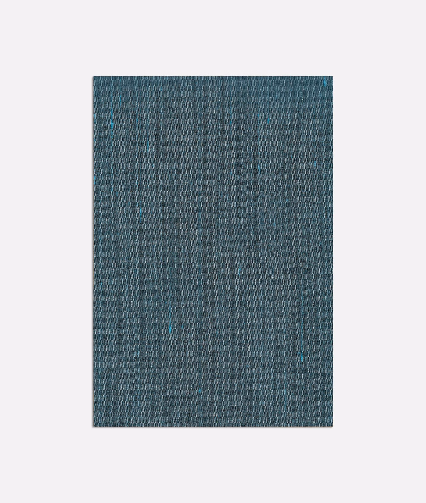 Deep blue-teal woven fabric with fine vertical strié and bright teal flecks