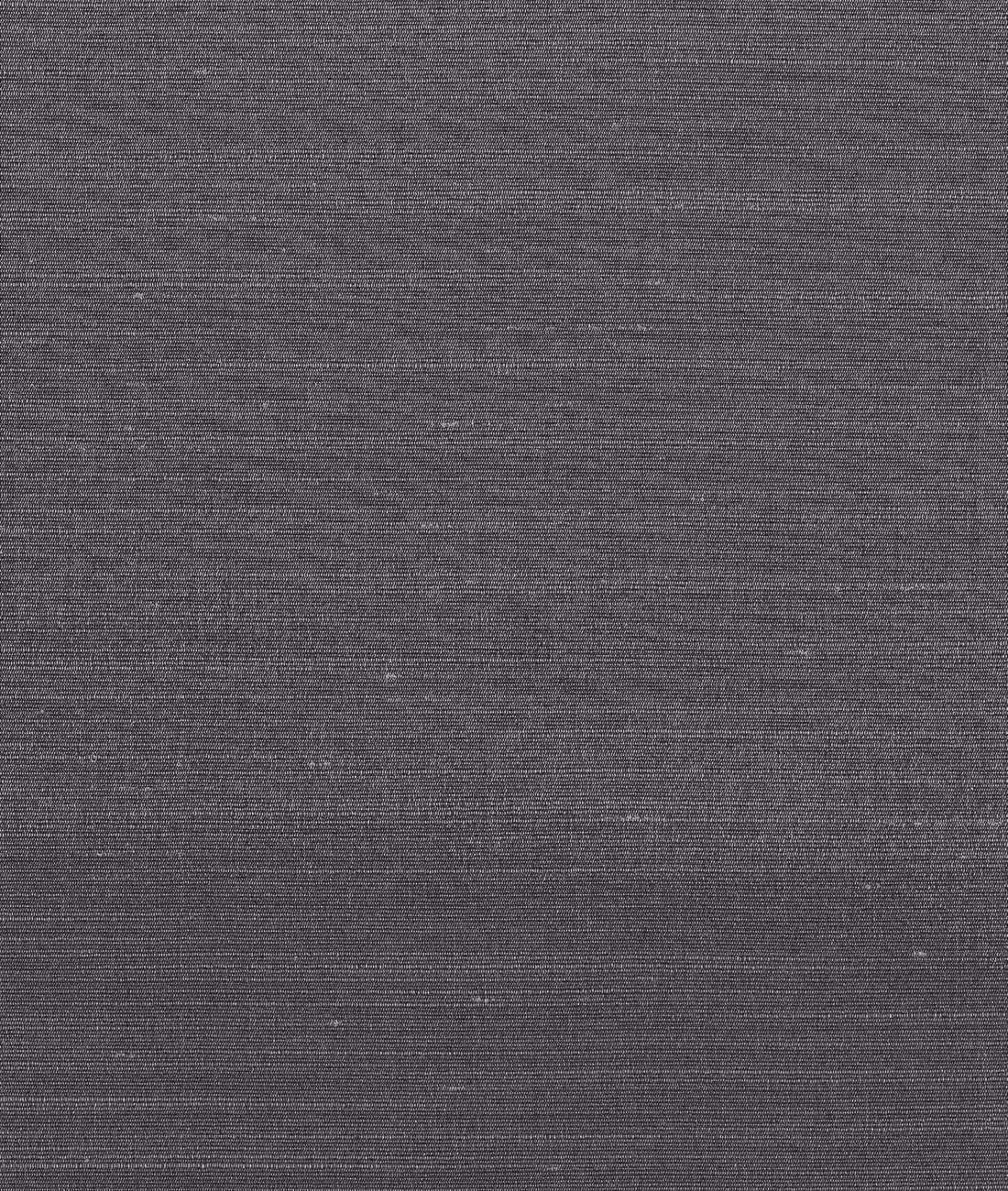 Deep charcoal-grey woven swatch with fine horizontal striations and subtle metallic highlights