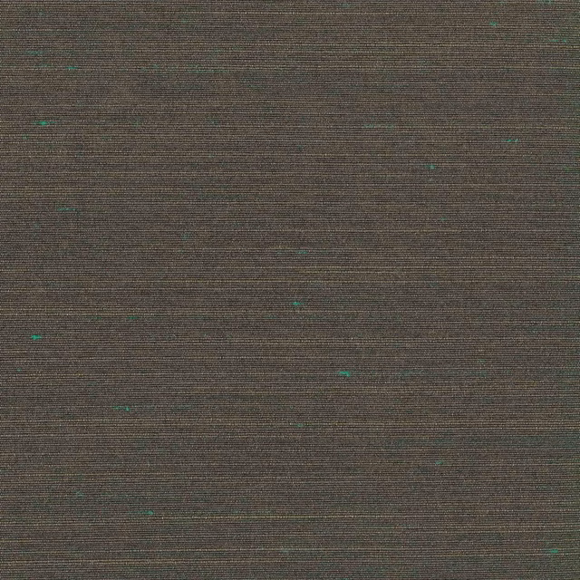 Dark taupe fabric with fine horizontal striations and scattered verdigris flecks
