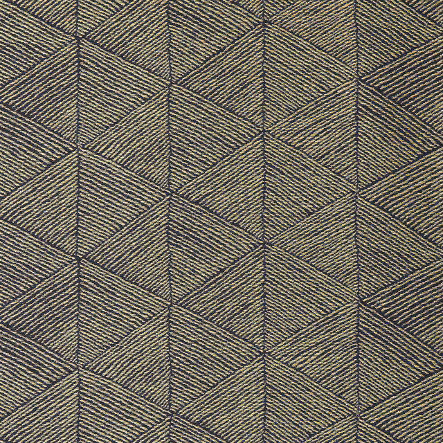 Muted gold woven fabric with charcoal diagonal lines forming repeating geometric diamonds