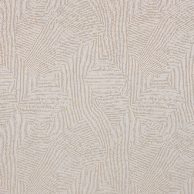 Warm ivory textile with fine stepped maze-like geometric weave and softly textured surface