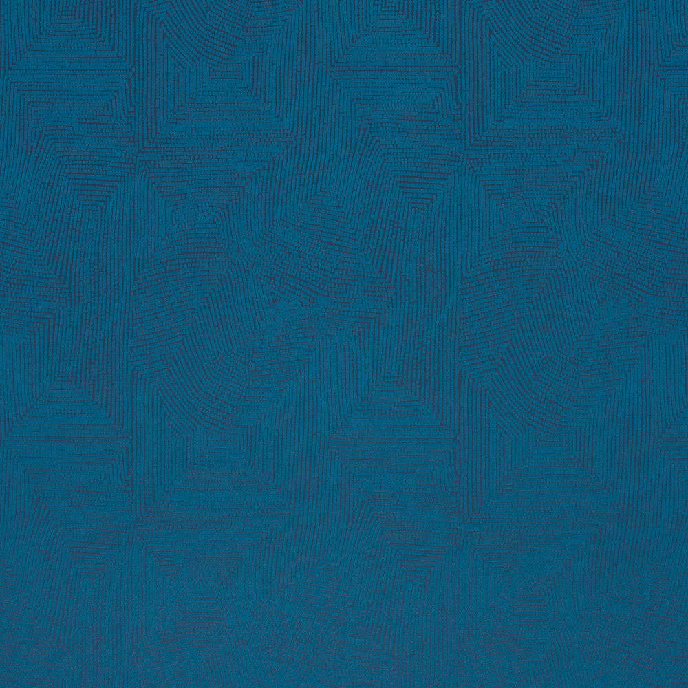 Deep ottanio teal fabric with subtle nested geometric maze lines and a dense woven texture