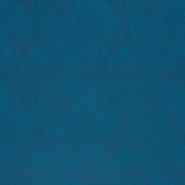Deep ottanio teal fabric with subtle nested geometric maze lines and a dense woven texture