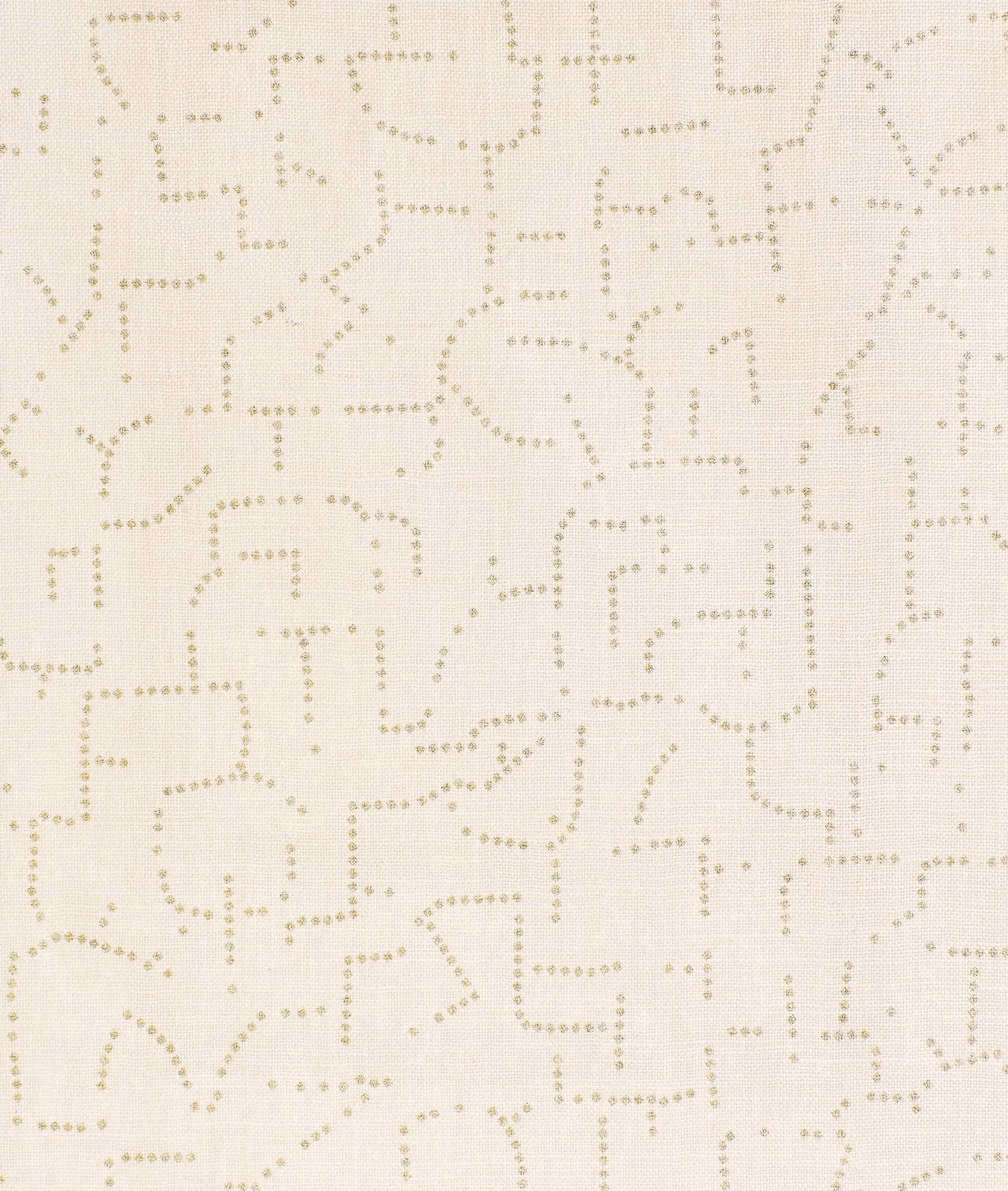 Ivory woven fabric with pale-gold dotted geometric tracery