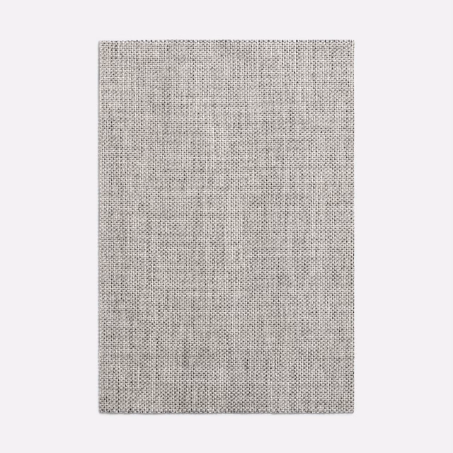 Pale ash-grey woven swatch with fine vertical striations and peppered texture