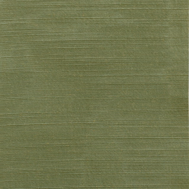 Muted moss olive fabric with fine horizontal ribs and softly varied shading