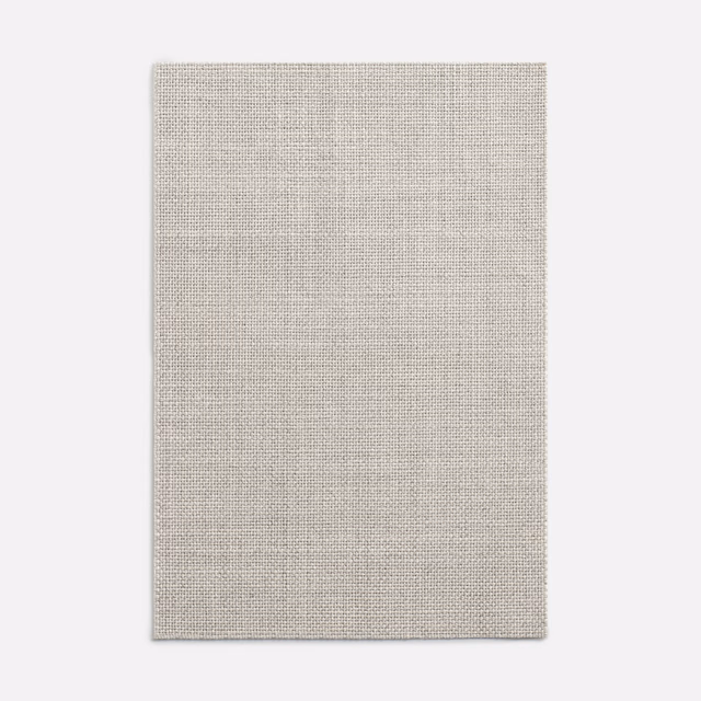 Pale greige Land R Lino swatch showing a fine, even woven crosshatch texture