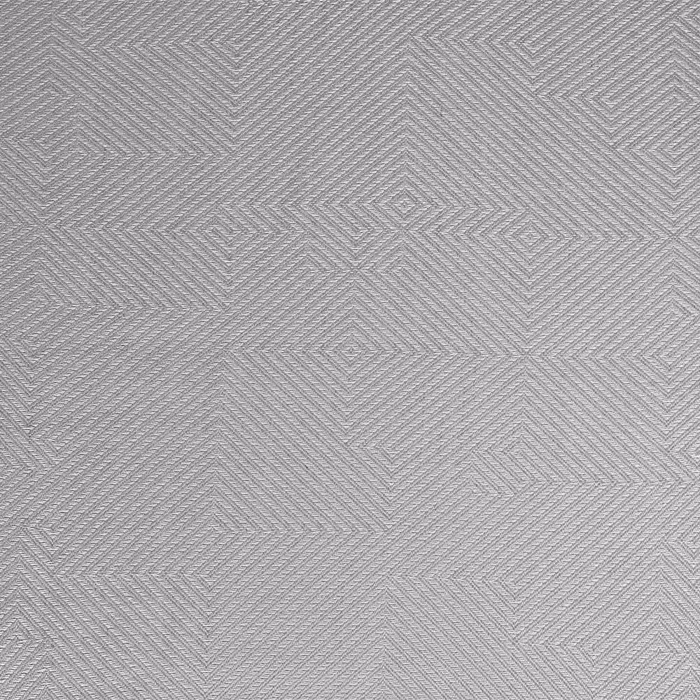 Pale kaolin-grey woven textile with angular chevrons, diamonds and fine linear texture