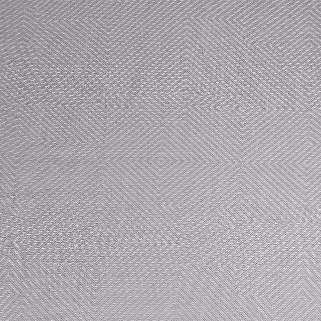 Pale kaolin-grey woven textile with angular chevrons, diamonds and fine linear texture